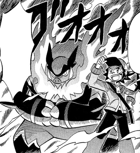 Pokemon Manga Panels, Pokemon Emboar, Pokemon Manga Icon, Emboar Pokemon, Unova Pokemon, Pokemon Shop, Pokemon Icons, Pokemon Adventures, Old Pokemon