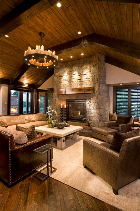 55 Awe-inspiring rustic living room design ideas Dark Wood Floors Living Room, Country Living Room Design, Rustic Family Room, Rustic Living Room Design, Furnitur Ruang Keluarga, Cabin Living Room, Living Room Wood Floor, Rustic Living Room Furniture, Living Room Warm