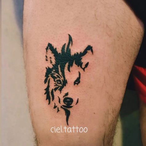 Wolf Tattoos Men Small, Simple Werewolf Tattoo, Wolf Wrist Tattoos For Guys, Simple Wolf Tattoo Men, Wolf Neck Tattoos Women, Mother Son Wolf Tattoo, Wolf Tattoo Design Simple, Men Arm Tattoos Simple, Wolf Tattoo Ideas For Men Shoulder