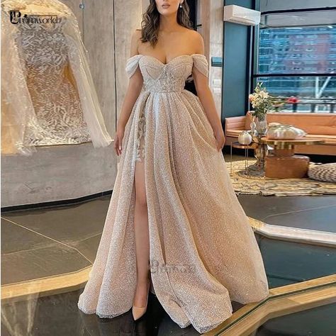 296440238-81 Sparkly Prom Dresses Long, Wedding Dress A Line, Hoco Dresses Freshman, Sparkly Prom Dresses, Formal Evening Gowns, Plus Size Party Dresses, Prom Dress Inspiration, Evening Dresses Plus Size, فستان سهرة