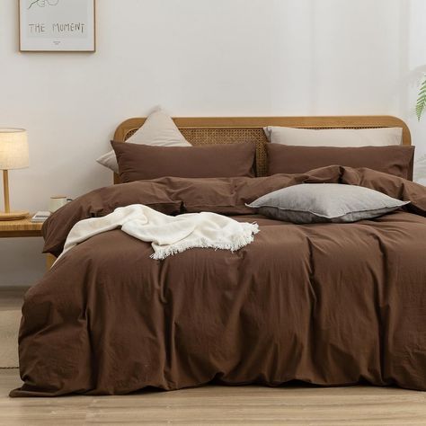 Brown Comforter Bedroom, Brown Duvet Covers, Brown Comforter, Comfortable Chic, Queen Size Duvet Covers, Brown Bed, Green Duvet, Lightweight Bedding, Green Duvet Covers