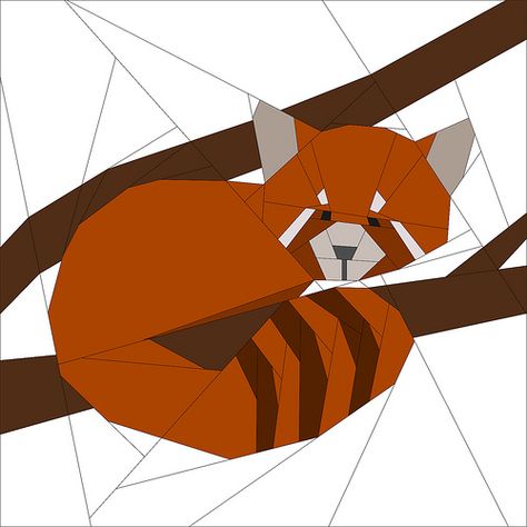 Red Panda Pattern - Forest QAL Pandas, Patchwork, Red Panda Pattern, Panda Quilt, Bird Quilt Blocks, Forest Quilt, Paper Piecing Tutorial, Panda Pattern, Paper Pieced Quilt Patterns