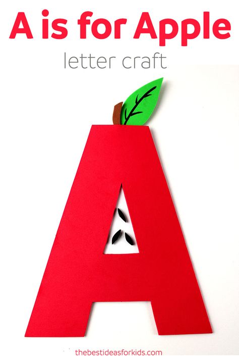 A fun and easy way to learn about the Letter A! Make this A is for Apple Letter Craft.  via @bestideaskids Letter A Craft, Apple Letters, Preschool Letter Crafts, A Is For Apple, Letter Craft, Alphabet Crafts Preschool, Abc Crafts, Alphabet Letter Crafts, Apple Preschool