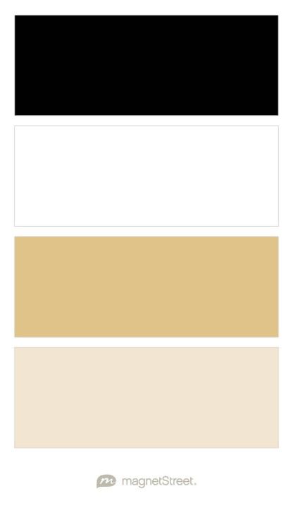 Black, White, Gold, and Champagne Wedding Color Palette - custom color palette created at MagnetStreet.com Gold And Champagne Wedding, Champagne Color Palette, Champagne Wedding Colors, Ivory Color Palette, Pink Wedding Colors, Bedroom Colour Palette, Black Color Palette, Gold Color Palettes, Gold Palette