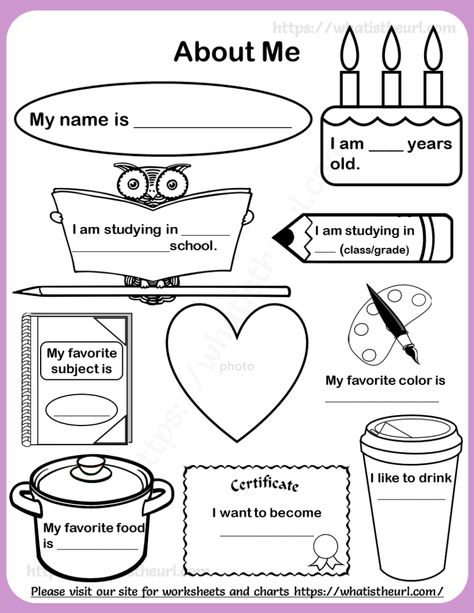 Self Introduction Worksheet, Activities For 1st Graders, About Me Printable, All About Me Project, Self Introduction, Writing Story, All About Me Printable, All About Me Worksheet, About Me Template