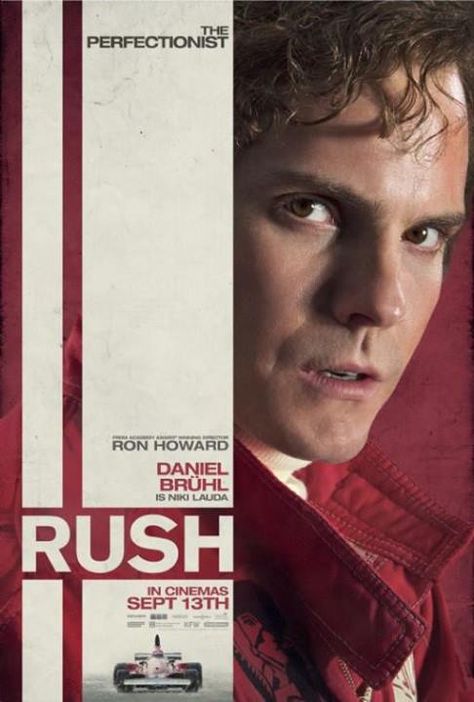 Rush. Possibly the best movie I've seen this year... Rush Movie Poster, Rush 2013, Rush Movie, Rush Poster, Daniel Bruhl, Niki Lauda, British Movies, Ron Howard, Movies Worth Watching