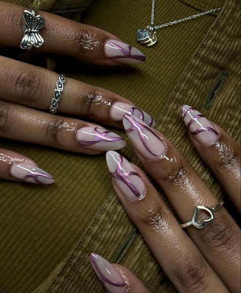 Acrylic Nails Pink Chrome, Blush Chrome Nails, Pink Chrome Nails Designs, Black Chrome Nails, Ombre Chrome Nails, Purple Chrome Nails, Wife Nails, Crome Nails, Nails Collection