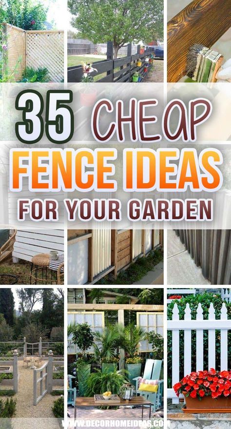 Diy Fence Ideas Cheap, Cheap Fence Ideas, Unique Fence Ideas, Cheap Garden Fencing, Fences Alternative, Cheap Privacy Fence, Small Garden Fence, Patio Decorating Ideas Apartment, Decorating Ideas Apartment