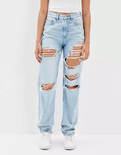 Ripped Baggy Jeans, Baggy Ripped Jeans, American Eagle Jeans Women, Tomgirl Jeans, Blue Mom Jeans, American Eagle Mom Jeans, Jean Color, Style Hip Hop, Ae Jeans