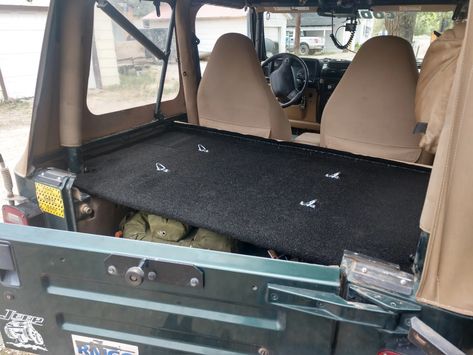 Jeep Tj Rear Storage Diy, 99 Jeep Wrangler Tj, Jeep Storage Ideas, Jeep Tj Overland, Jeep Tj Ideas Wrangler Tj, Jeep Wrangler Storage Ideas, Jeep Yj Ideas, Jeep Tj Ideas, Wrangler Tj Mods