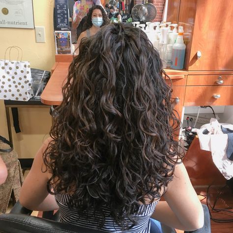 Fall curly haircut with curly highlights for 2c 3a hair. Shoulder length dark brown curly hairstyle. Before and after my devacurl cut. Curly hair styled with Innersense styling products. Curly girl wash day routine. #cleanbeautyproducts #curlyhairproducts #2chair #3ahair #curlyhairstyle #wavyhairstyle #curlycut #devacut #devacurl #curls #fallcurlyhairstyle #pinturahighlights #curlyhighlights #longcurlyhair #browncurlyhair #layeredcurlyhair Long Layered Curly Hair, Layered Curly Haircuts, Long Curly Haircuts, Curly Highlights, Curly Cut, Highlights Curly, Natural Curly Hair Cuts, Layered Curly Hair, Brown Curly Hair