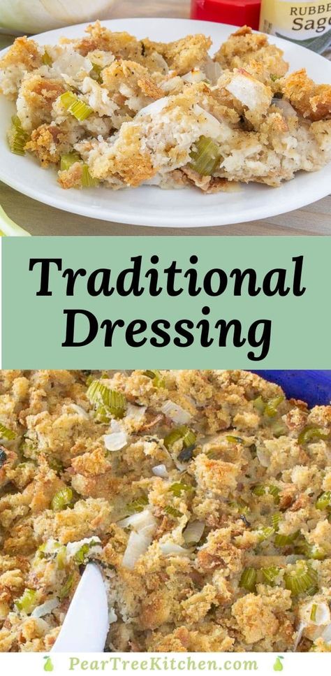 Turkey Dressing Recipe, Easy Dressing Recipe, Turkey Stuffing Recipes, Thanksgiving Bread, Turkey Dressing, Traditional Turkey, Dressing Recipes Thanksgiving, Classic Dressing, Bread Dressing