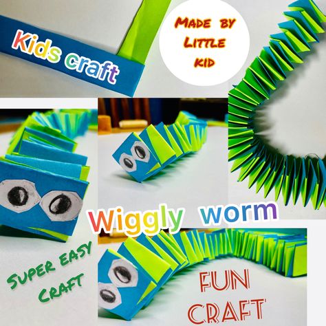 Wiggly Worm Craft, Paper Worms Craft, Worm Arts And Crafts For Kids, Worm Crafts Preschool, Worm Crafts For Kids, Inchworm Craft, Cryptid Club, Worm Craft, Worms Preschool