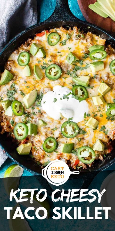 Mexican Toppings, Sour Cream Desserts, Bacon Snacks, Taco Skillet, Cauliflower Gratin, Skillet Dinner, Easy Cauliflower, Ketogenic Meal Plan, Keto Taco