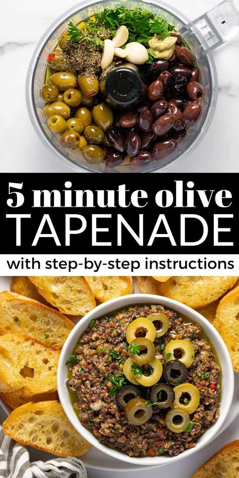 Soup Shots, Olive Tapenade Recipe, Tapenade Recipe, Processor Recipes, Olive Recipes, Olive Tapenade, Party Appetizer, Tapenade, Food Processor