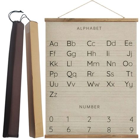 PRICES MAY VARY. PRACTICAL ALPHABET POSTER: This canvas alphabet is easy to use while you're homeschooling & practicing your phonics. Not only is it cute, but also it is practical design with well made underlined letters and numbers together. READY TO HANG: Assembly-Free, you do not need to spend extra time installing, you can untie the rope and open it to hang on the wall, you can also put it into the storage bag we prepared for you, so you can easily carry it to wherever you want to. ECO-FRIEN Alphabet Wall Hanging, Canvas Art For Kids, Homeschool Room Decor, Alphabet Wall Decals, Poster For Wall, Art For Kids Room, Train Posters, Learning Poster, Educational Wall Art