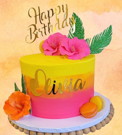 Aloha Cake Ideas Birthday, Hawaiian Theme Cake Ideas, Tropical Cakes Birthday, Luau Themed Birthday Cakes, Luau Cakes For Adults, Simple Hawaiian Cake Ideas, Luau Theme Birthday Party, Tiki Party Cake, Aloha Party Cake