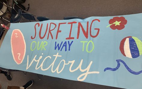 SPIRIT SIGNS Hawaiian Cheer Signs, Football Spirit Signs High School, Hello Cheer Ideas, Hawaiian Run Through Signs Football, Beach Theme Football Game Posters, Pep Rally Sign Ideas, Breakthrough Banners Football, Hawaiian Theme Football Signs, Cheer Spirit Posters