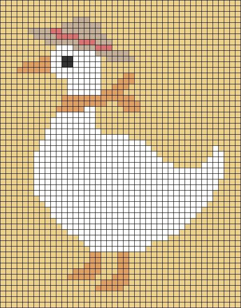 Goose Tapestry Crochet, Duck Tapestry Crochet, Crochet Grid Tapestry, Crochet Tapestry Beginner, C2c Crochet Graphs, Goose Cross Stitch Pattern, Cross Stitch Sweater, Pixel Art Embroidery, Goose Alpha Pattern