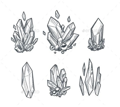 Vector Crystals by abirvalg | GraphicRiver Crystal Vector Art, Crystal Drawing Simple, Crystal Cluster Drawing, Crystal Drawings, Crystals Art Drawing, Gem Drawing, Art Du Croquis, Crystal Tattoo, Crystal Drawing