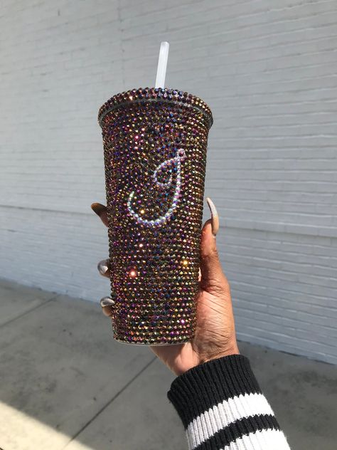 Personalized tumbler bling tumbler Starbucks cup JLo bling | Etsy Blinged Tumblers, Bedazzling Things, Rhinestone Items, Bling Business, Vasos Starbucks, Cup Business, Bedazzled Bottle, Bling Cups, Starbucks Cup Art