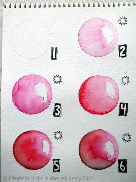 I love painting shaded spheres of color! Often, when I'm tired in the evening but still want to do a little something in the studio, this... Christmas Card Art, Cat Air, Watercolor Lessons, Watercolor Christmas Cards, Seni Cat Air, Watercolor Painting Techniques, 수채화 그림, Watercolor Art Lessons, Watercolor Paintings Tutorials