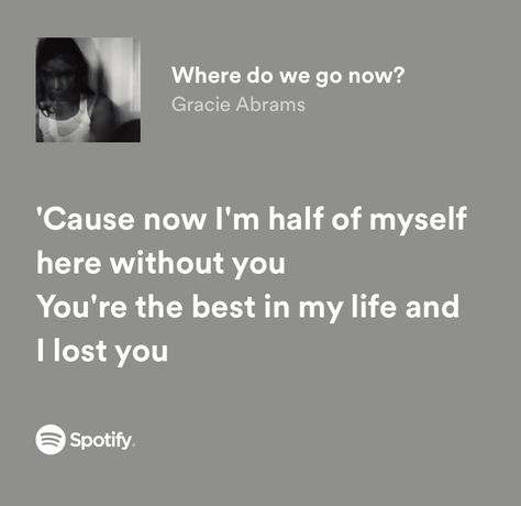 Breakup Lyrics, Where Do We Go Now, Spotify Songs, Meaningful Lyrics, Music Collage, Spotify Lyrics, Lyrics Aesthetic, Gracie Abrams, Favorite Lyrics