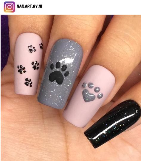 Paw Print Nails, Dog Nail Art, Animal Nail Designs, Paw Nails, Nail Art Inspo, Cat Nail Art, Tips Nails, Fancy Nails Designs, Pretty Nail Art Designs