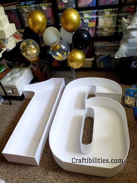Sweet Sixteen Diy Decorations, Diy Number 16 Cardboard, Fillable Number Boxes Diy, 18th Birthday Party Signs, 21sr Birthday Decorations, Number Diy Cardboard, Sweet 16 Birthday Centerpieces, Diy Light Up Numbers Cardboard, Big Birthday Numbers Diy