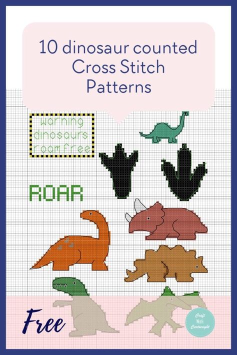 10 Free dinosaur counted Cross Stitch Patterns - Craft with Cartwright Counted Cross Stitch Dinosaur Patterns, Dinosaur Cross Stitch Patterns Charts, Free Dinosaur Cross Stitch Patterns, Dino Cross Stitch Pattern, Cross Stitch Patterns Dinosaur, Dinosaur Cross Stitch Pattern Free, Cross Stitch Patterns Free Easy, Dinosaur Cross Stitch Pattern, Cross Stitch Patterns Free Disney