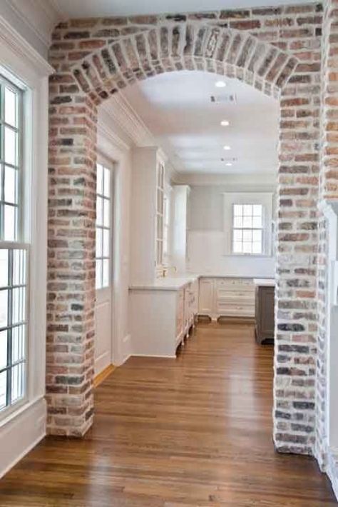 Adding Brick to the Inside of Your Home - Evolution of Style Brick Wall Ideas, Diy Brick Wall, Brick Archway, White Brick Fireplace, Brick Accent Wall, Interior Brick, Brick Interior Wall, Interior Livingroom, Brick Interior