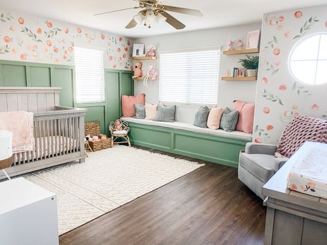 Peach Themed Bedroom Ideas, Peaches Themed Nursery, Sweet As A Peach Nursery, Peach And Green Nursery, Peaches Nursery Theme, Green And Peach Nursery, Peach Theme Nursery, Peach Nursery Theme