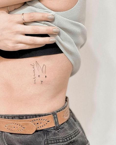 Bunny Tattoo Small, Pet Tattoo Ideas, Nose Tattoo, White Rabbit Tattoo, Cat Portrait Tattoos, Pet Tattoos, Pet Memorial Tattoo, Memorial Tattoos Small, Bunny Tattoo