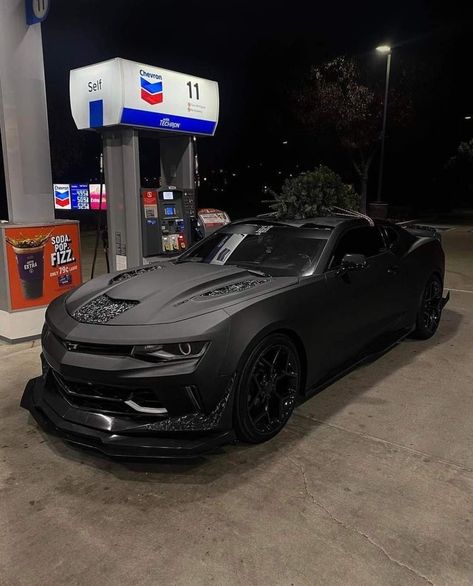 Black Camero Cars, Project Cars Ideas, Matte Black Hellcat, All Black Cars, Black Muscle Cars, Custom Hellcat, Custom Luxury Cars, Car Wrap Colors, Nice Cars For Women