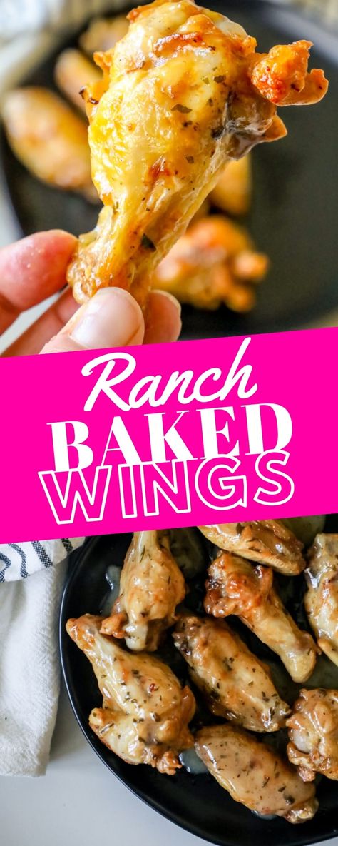 Baked Ranch Chicken Wings Recipe Ranch Chicken Wings Baked, Baked Ranch Chicken Wings, Ranch Wings Recipe, Ranch Chicken Wings, Keto Chicken Wings, Oven Chicken Wings, Wings Recipe Baked, Best Chicken Wing Recipe, Easy Chicken Wings