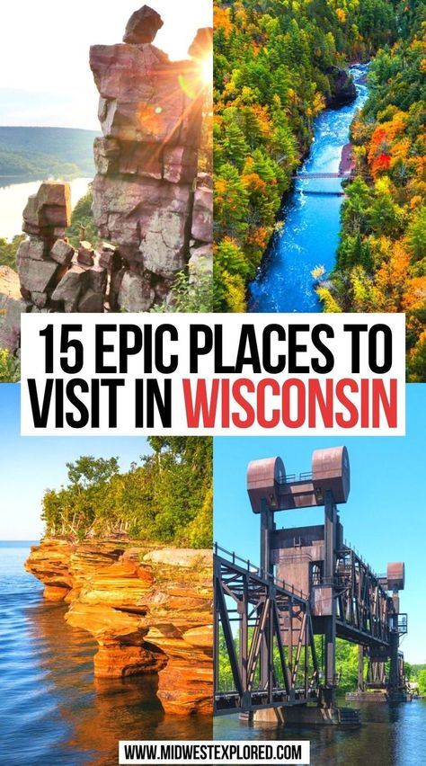 15 Best Places to Visit in Wisconsin Places To Travel In Wisconsin, Must See Wisconsin, Western Wisconsin Day Trips, Living In Wisconsin, Wisconsin Hidden Gems, Wisconsin Things To Do, Appleton Wisconsin Things To Do In, Wisconsin Road Trip Map, Unique Things To Do In Wisconsin