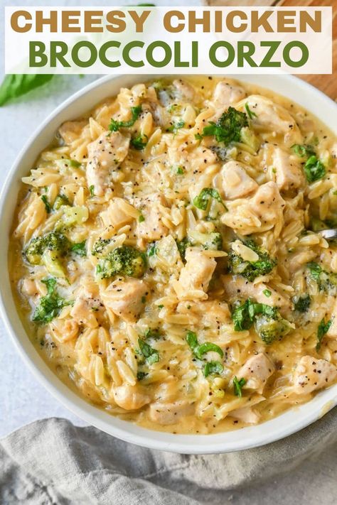 Orzo And Broccoli Recipe, Orzo Salad Dressing, Cold Orzo Salad, Orzo Salad Recipes Cold, Orzo Salad With Chicken, Chicken Orzo Salad, Chicken Orzo Pasta, Orzo Dishes, Modern Honey