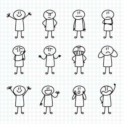 Hand drawn stickman collection | Free Vector #Freepik #freevector #stick-figure #stickman #illustration-set #hand-drawn-illustration Doodle Art School, Little Doodles Simple, Graphic Facilitation, Doodle Art For Beginners, Stick Drawings, Arte Doodle, Stick Figure Drawing, Pola Sulam, Sketch Notes