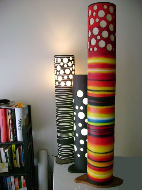 TUBE LAMPS on Behance Cardboard Tube Crafts For Adults, Things To Do With Cardboard, Tube Crafts, Cardboard Tube Crafts, Diy Projects For Adults, Luminaire Original, Cardboard Recycling, Deco Boheme Chic, Pvc Pipe Crafts