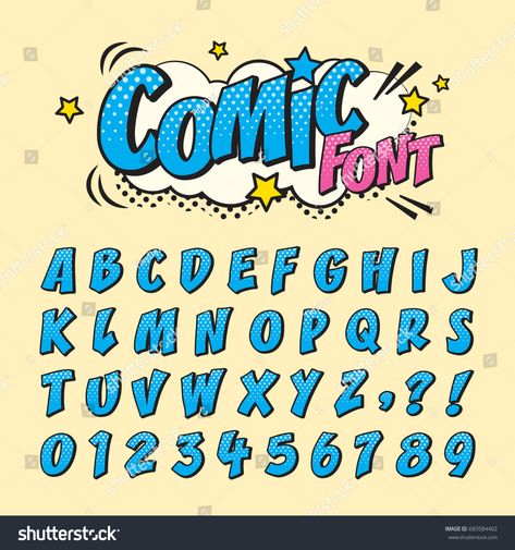 Comic retro font set. Alphabet letters Font Alphabet Cursive, Groovy Font Alphabet, Letras Comic, Pop Art Font, Font Ideas Alphabet, Groovy Fonts, Letters Cursive, Comic Book Font, Best Canva Fonts