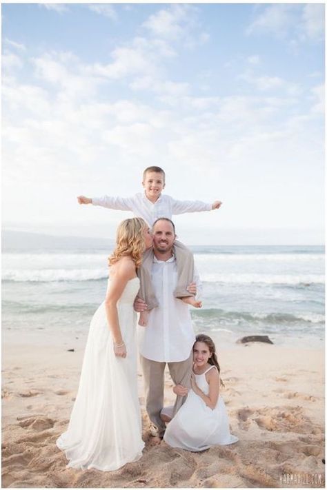 Adorable family portrait for the big day by Vow Renewals Maui. #wedding #photography Unique Wedding Vows, Wedding Pictures Beach, Vow Renewal Beach, Wedding Fotos, Renewal Wedding, Vow Renewal Ceremony, Wedding Renewal Vows, Vow Renewals, Family Poses