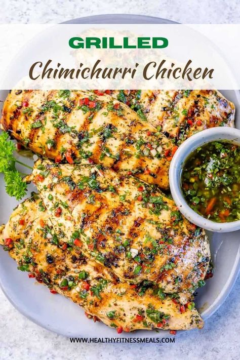 Grilled Chicken Prep Meals, Grilled Herb Chicken Recipes, Grilled Chicken Chimichurri, Chimichurri Chicken Dinner, Chimichurri Chicken Recipe, Chimichurri Meals, Clean Chicken Dinner, On The Border Recipes, Chimichurri Recipe Chicken