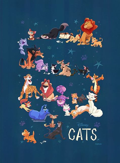 "Disney Cats" by Bill Robinson Free Disney Wallpapers, Disney Cats Wallpaper, Disney Animals Wallpaper, Disney Animals Drawings, Disney World Art, Bill Robinson, Animation Disney, Disney Crossover, Disney Cats