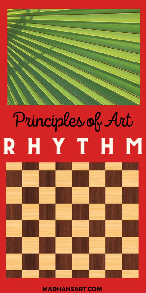 Rhythm in art is important because it can make a piece more interesting to look at. It might be the lines, or colors that create this rhythm. A lot of times we see patterns and rhythms in nature - like waves crashing on the beach, trees swaying in the breeze, and shadows created by sunlight passing through leaves. This pin explores how these elements are used in some famous works of art! #Madhansart #rhythminart #principlesofart Rhythm Design Pattern, Rhythm Art Ideas, Rhythm Drawing Ideas, Principles Of Art Rhythm, Rhythm Art Design Pattern, Rhythm Art Design, Rhythm Art Drawing, Principles Of Design Rhythm, Rhythm In Art