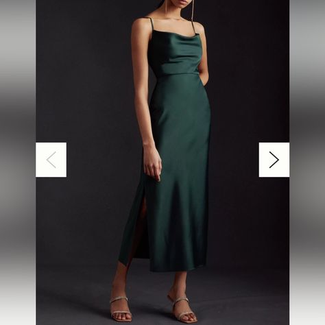 Beautiful Dress, High Quality Details: Cowl Neck, Seamed Waist, 2 Conservative Slits, Dry Clean Only Brand New With Tags Never Worn Originally Bought From Anthropologie Chinoiserie Dress, Cowl Neck Slip Dress, Dress Emerald Green, Blue Lace Midi Dress, Dark Emerald Green, Midi Bridesmaid Dress, Tulle Midi Dress, Navy Blue Midi Dress, Midi Slip Dress