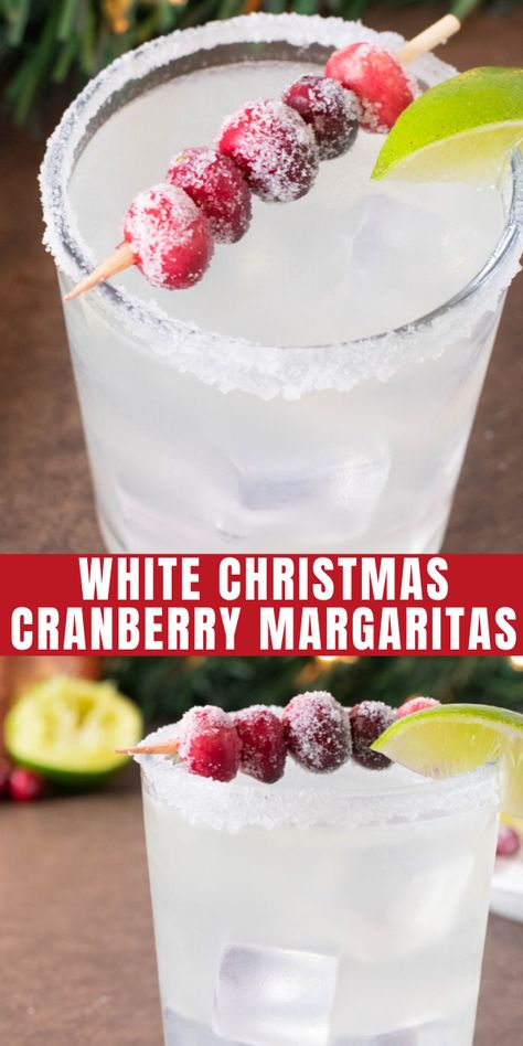 White Christmas cranberry margaritas are a festive cocktail to serve this Christmas season. Your guests will adore this Christmas margarita recipe. This Christmas cocktail will help make your season extra merry and bright- even if you’re Christmas isn’t white. #christmascocktail #christmasdrink #drinkrecipe #margarita Snowy Cocktails, Clear Cocktail Recipes, Christmas Margarita Recipe, Cranberry Margaritas, Christmas Margarita, Xmas Drinks, Christmas Drinks Recipes, Christmas Cranberry, Cranberry Margarita