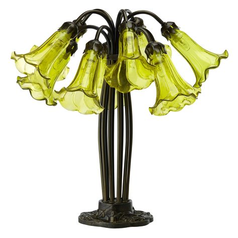 Tiffany Style Lighting, Lamp Green, Large Lamps, Entryway Console, Green River, Metal Table Lamps, Brushed Bronze, Tiffany Style, Glass Table Lamp