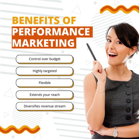 What Is Performance Marketing Performance marketing is a type of digital marketing in which businesses only pay marketing service providers when their marketing objectives are reached or particular activities, such as a click, sale, or lead, are achieved. It's performance-based marketing, as the name implies. This type of marketing offers the advertiser more control because they only pay when the intended goal is met. As a result, they can be assured that their marketing investment is onl Marketing Objectives, Performance Marketing, Digital Marketing Design, Revenue Streams, Creative Ads, Marketing Design, Sales And Marketing, Digital Marketing Services, Marketing Services