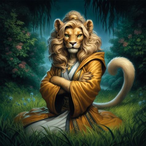 Leonin Dnd, Cat Warriors, Legendary Creatures, Anthro Art, Dnd Character, Legendary Creature, Dungeons Dragons, Character Reference, Lush Greenery