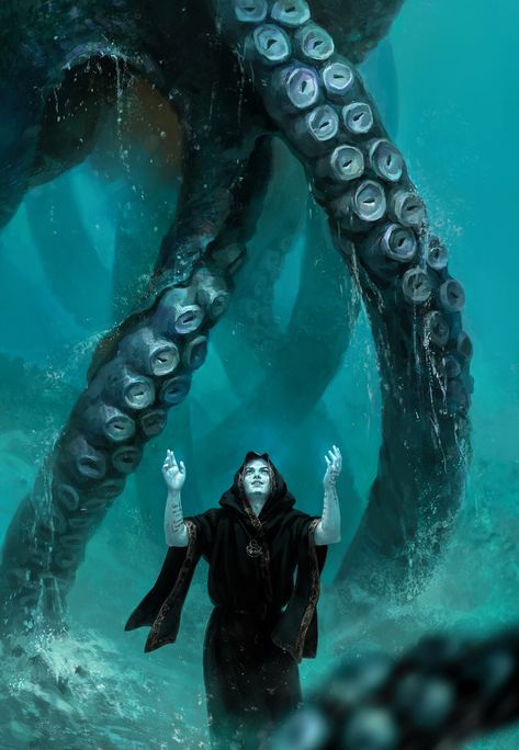 ArtStation - Cthulhu fhtagn, Svetlana Kostina Cthulhu Fhtagn, Water Planet, Lovecraft Art, Cthulhu Art, Call Of Cthulhu Rpg, Aquatic Creatures, Illustration Fantasy, Lovecraftian Horror, Eldritch Horror